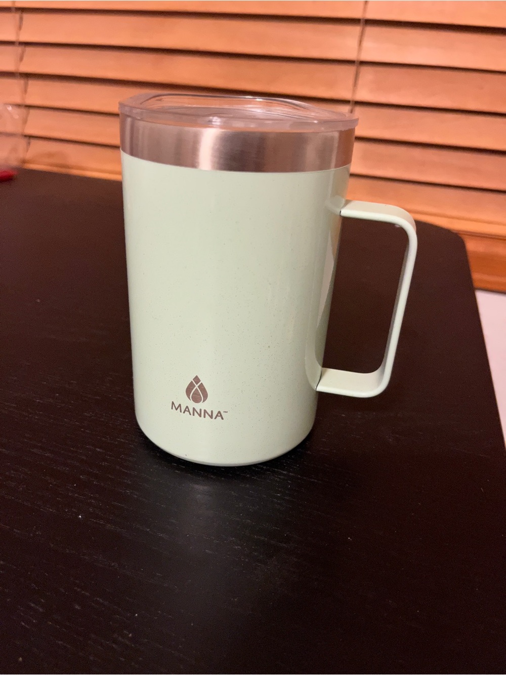 Manna Stainless Steel Light Blue/Green Travel Coffee Mug Tumbler Lid 5"